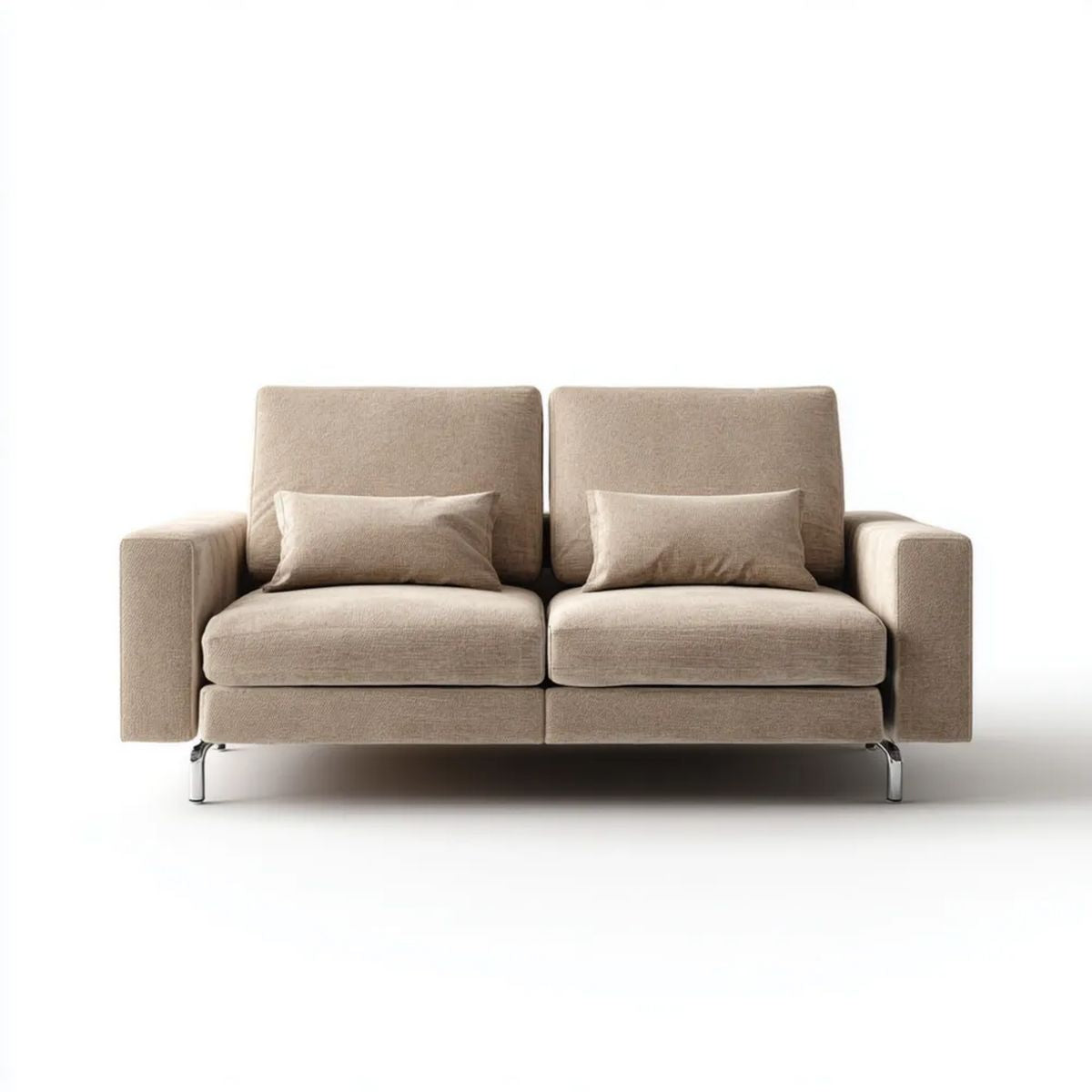 Beżowa sofa dwuosobowa z tapicerką poliestrową 170 x 90 x 88 cm