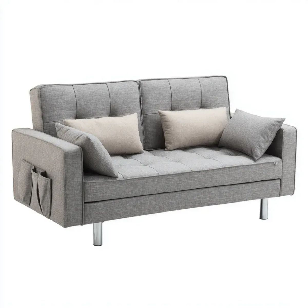Dwuosobowa sofa szara z tapicerką poliestrową 145 x 78 x 84 cm